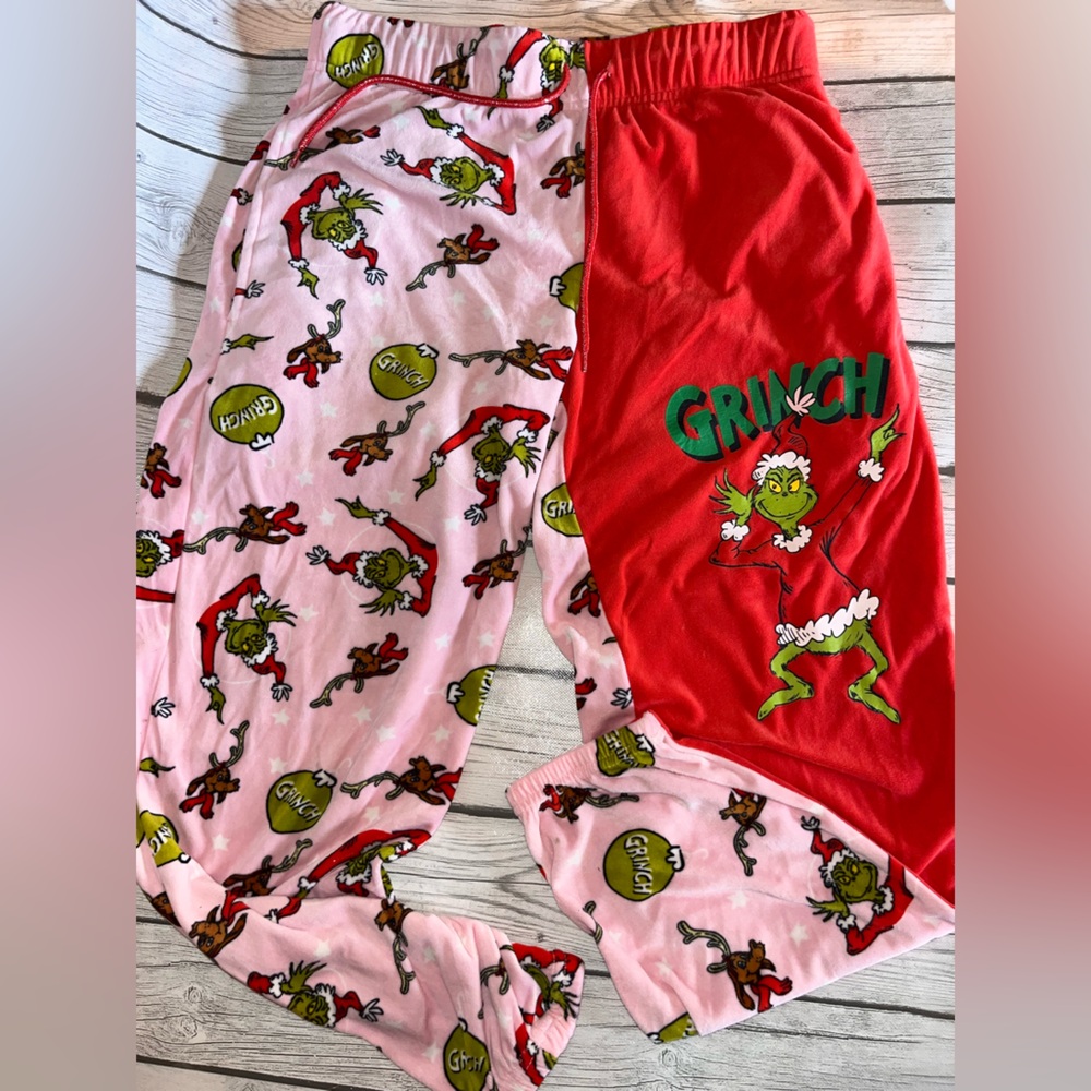 The Grinch Pink and Red Pajama Bottoms